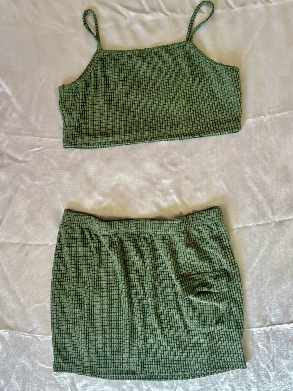SHEIN Olive Green Knit Two-Piece Mini Set